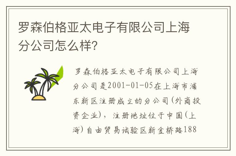 罗森伯格亚太电子有限公司上海分公司怎么样?