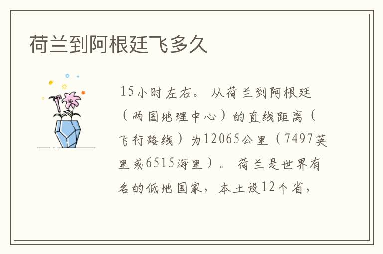 荷兰到阿根廷飞多久