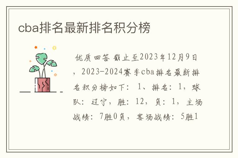 cba排名最新排名积分榜