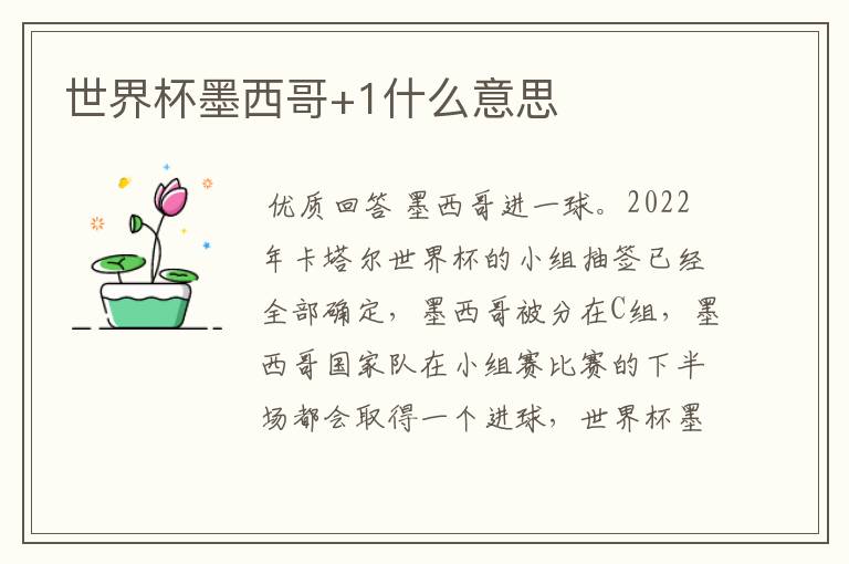 世界杯墨西哥+1什么意思