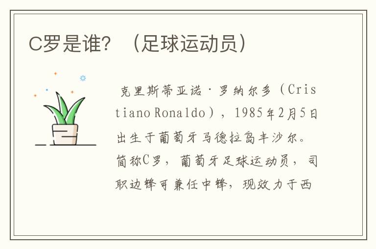 C罗是谁?(足球运动员)