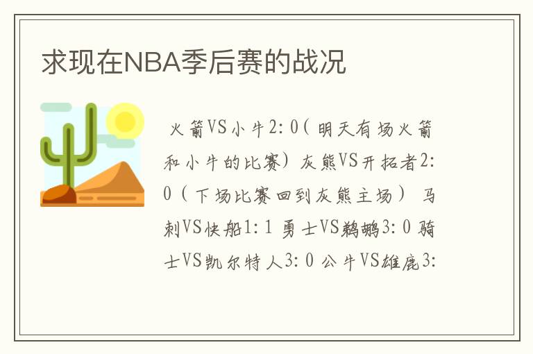 求现在NBA季后赛的战况