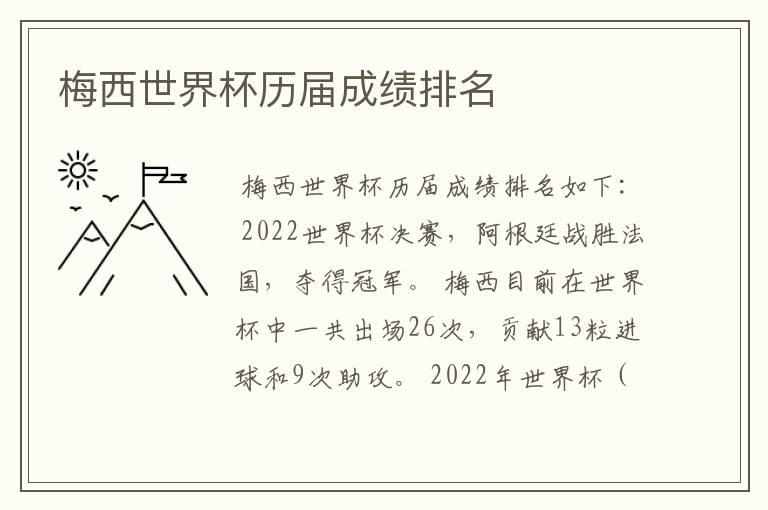 梅西世界杯历届成绩排名