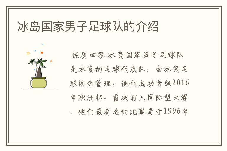 冰岛国家男子足球队的介绍