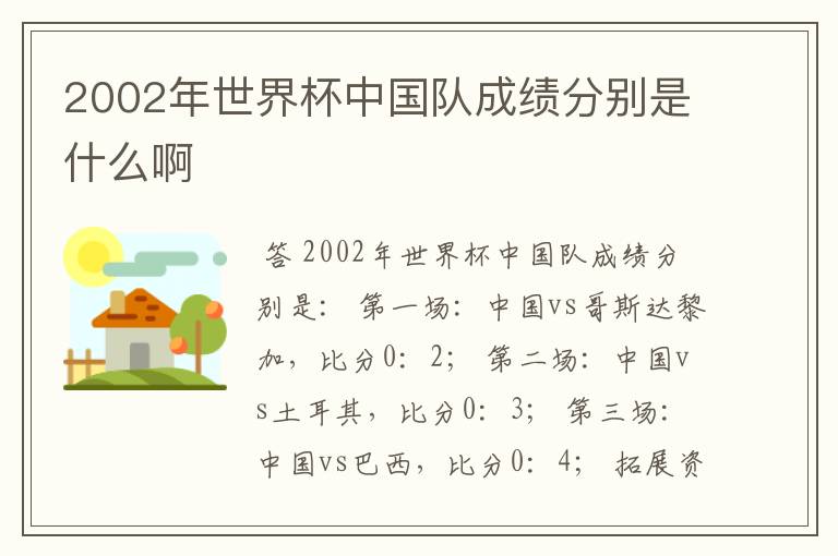 2002年世界杯中国队成绩分别是什么啊