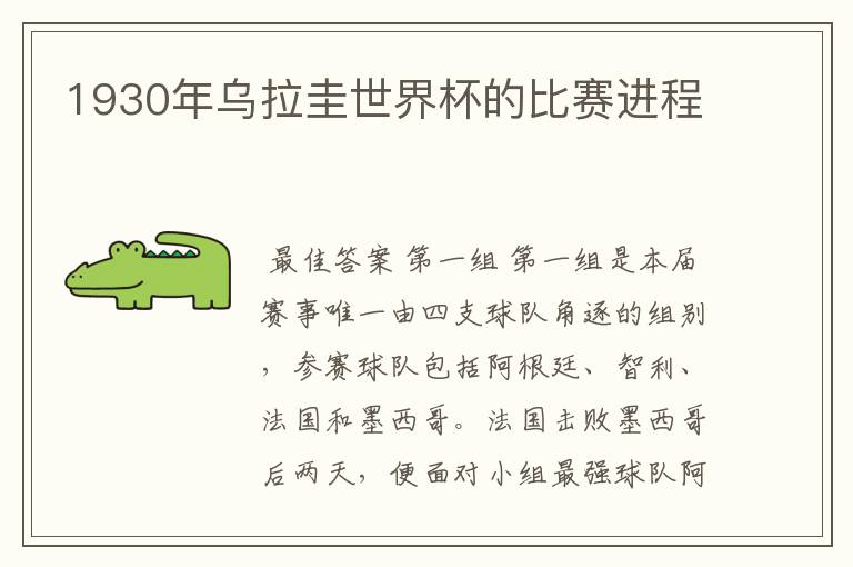 1930年乌拉圭世界杯的比赛进程