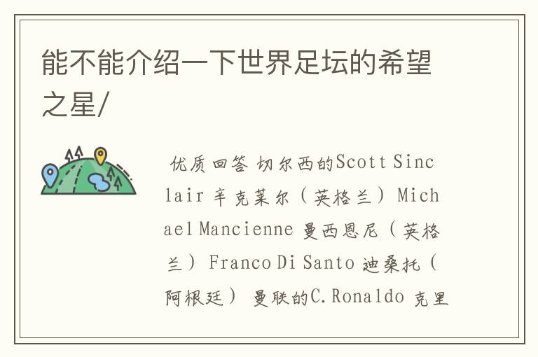 能不能介绍一下世界足坛的希望之星/