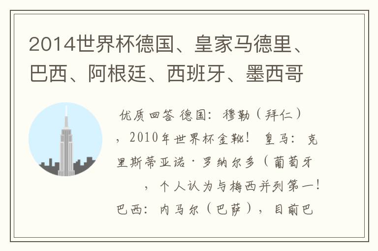 2014世界杯德国、皇家马德里、巴西、阿根廷、西班牙、墨西哥的明星球员和恒大的