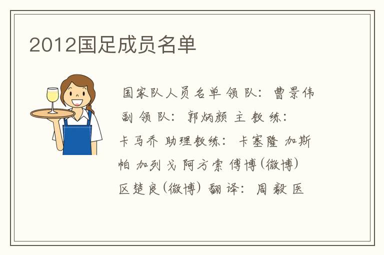 2012国足成员名单