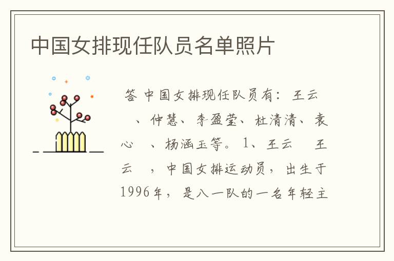 中国女排现任队员名单照片