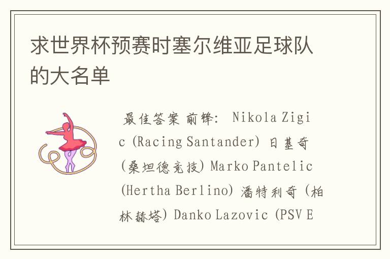 求世界杯预赛时塞尔维亚足球队的大名单