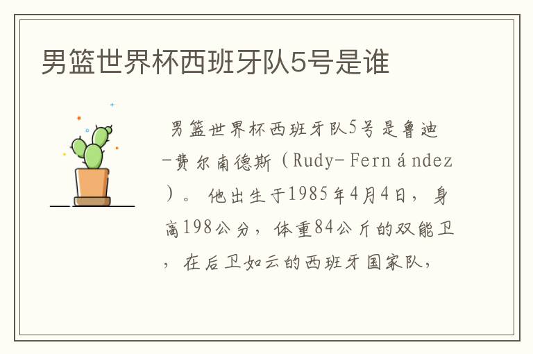 男篮世界杯西班牙队5号是谁