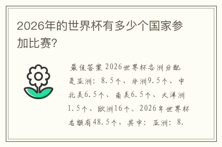 2026年的世界杯有多少个国家参加比赛?