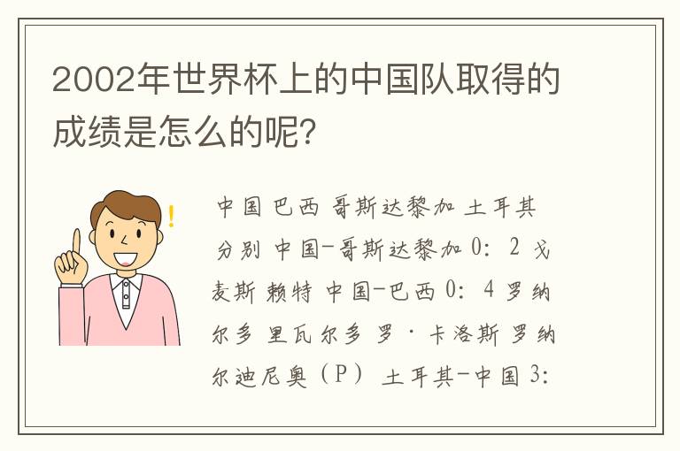 2002年世界杯上的中国队取得的成绩是怎么的呢?