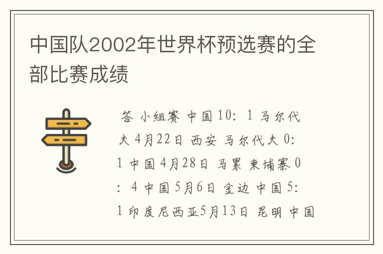 中国队2002年世界杯预选赛的全部比赛成绩