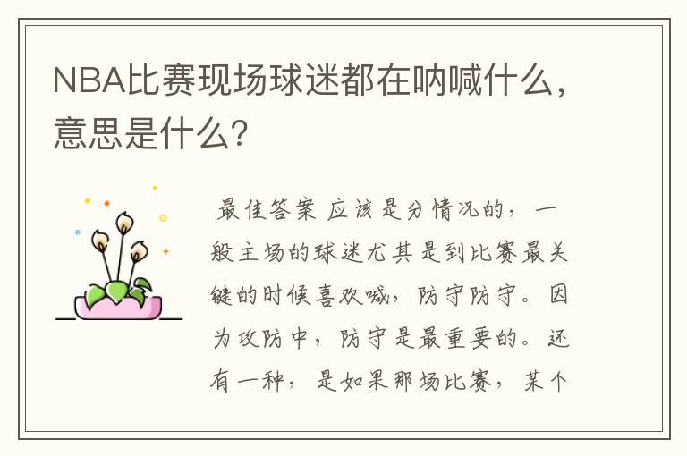 NBA比赛现场球迷都在呐喊什么,意思是什么?