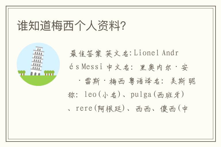 谁知道梅西个人资料?