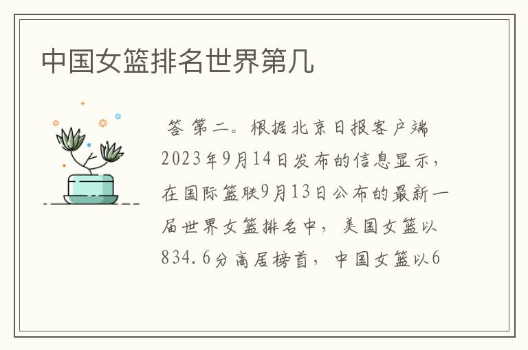 中国女篮排名世界第几