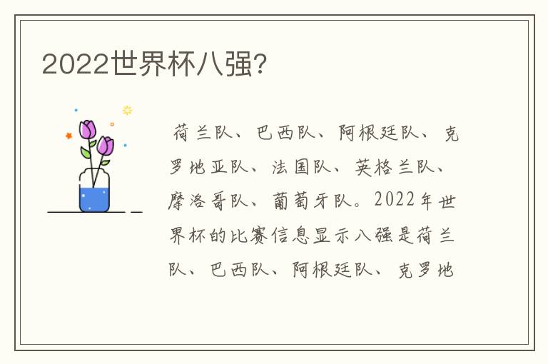 2022世界杯八强?