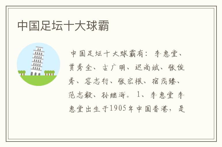 中国足坛十大球霸