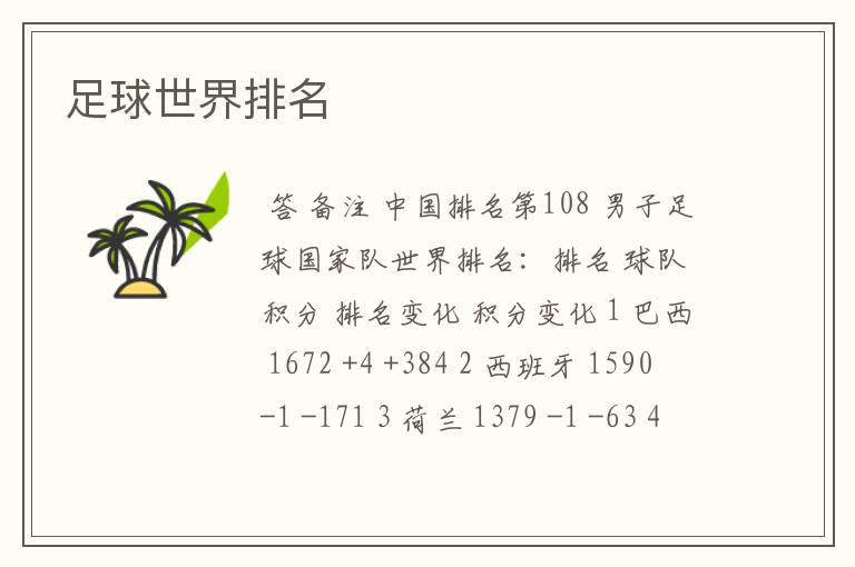 足球世界排名