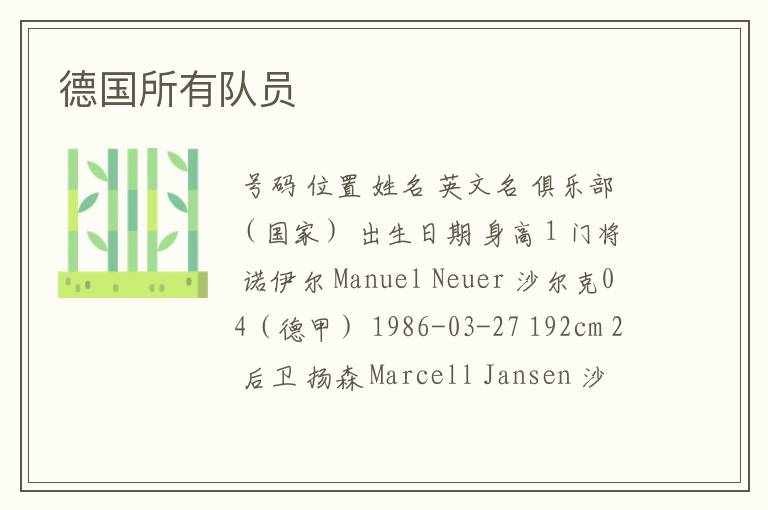 德国所有队员