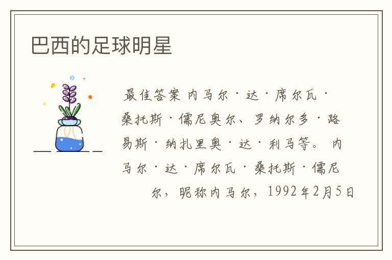 巴西的足球明星