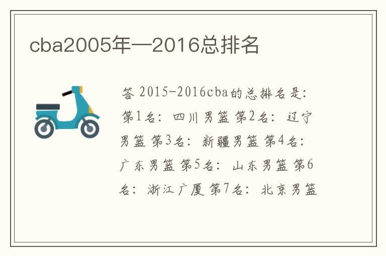 cba2005年―2016总排名