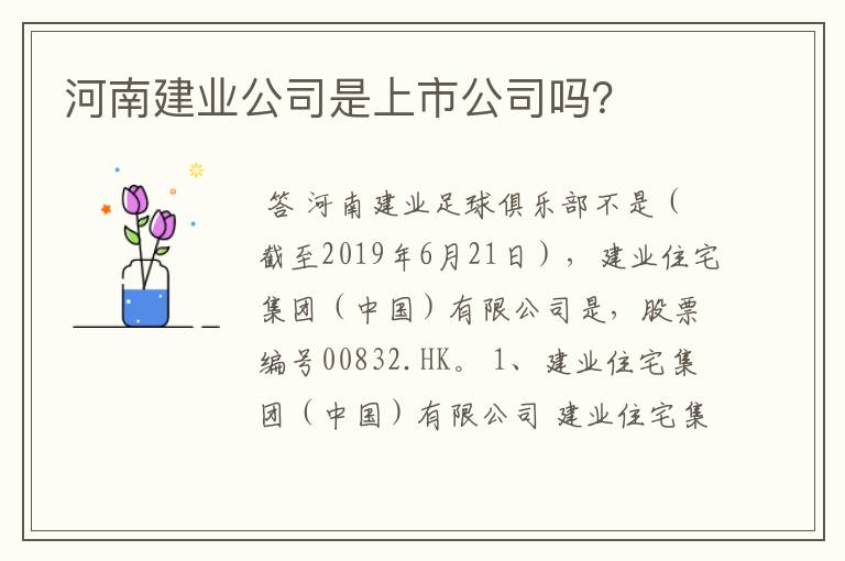 河南建业公司是上市公司吗？