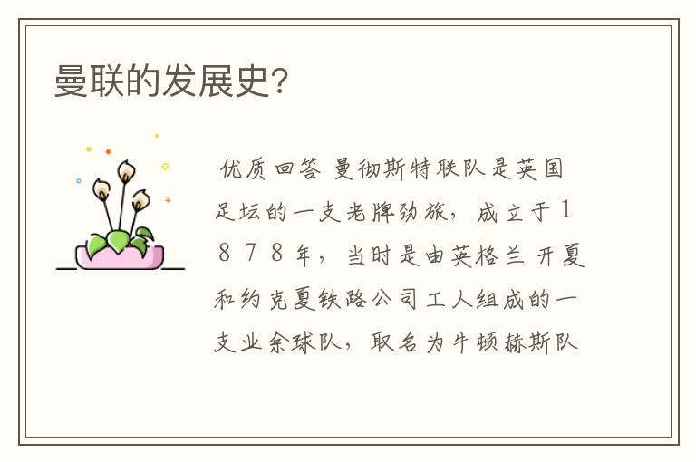 曼联的发展史?