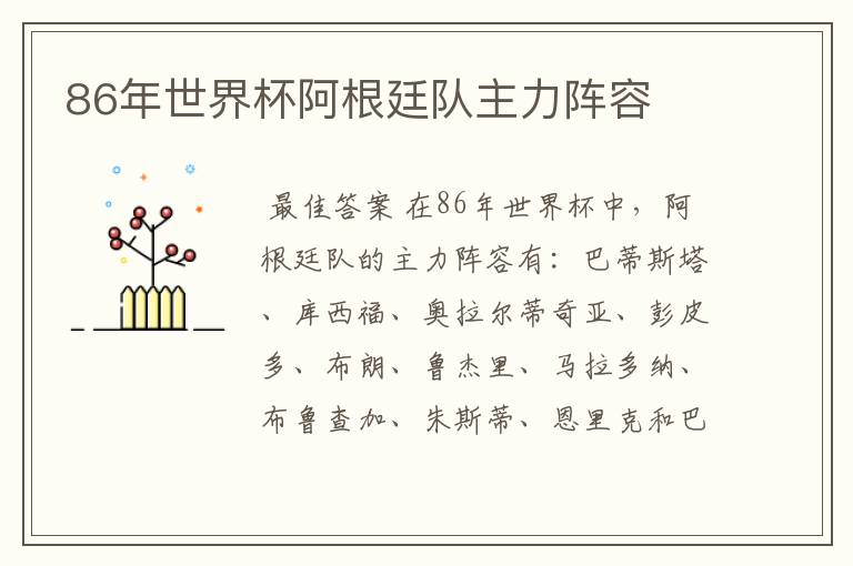 86年世界杯阿根廷队主力阵容