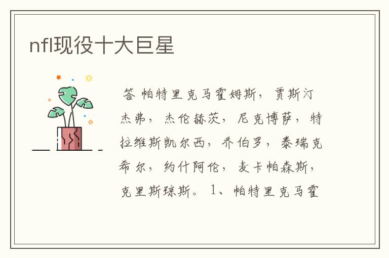 nfl现役十大巨星