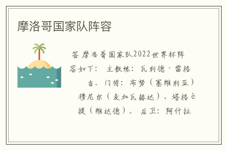 摩洛哥国家队阵容