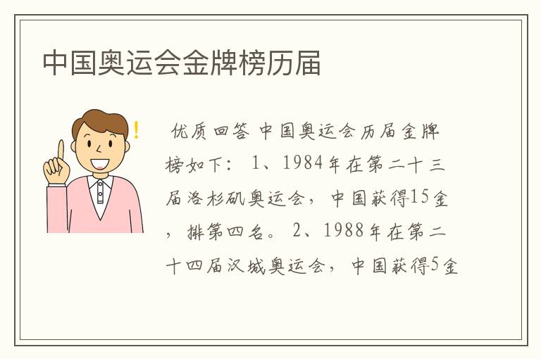 中国奥运会金牌榜历届