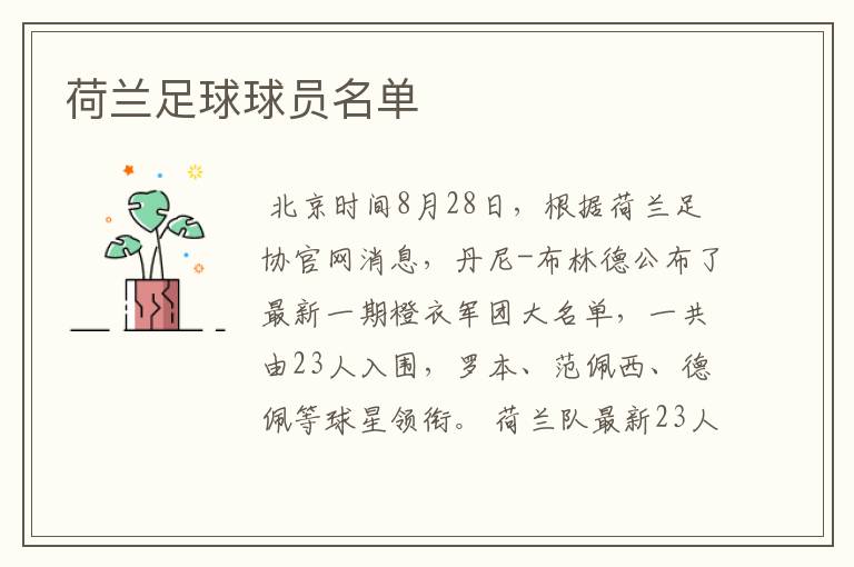 荷兰足球球员名单