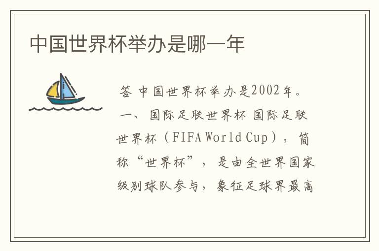 中国世界杯举办是哪一年