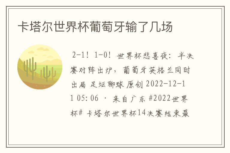 卡塔尔世界杯葡萄牙输了几场