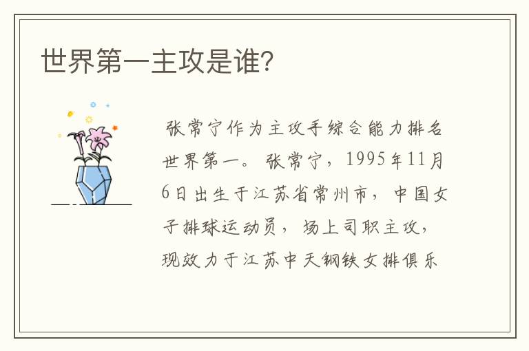 世界第一主攻是谁?