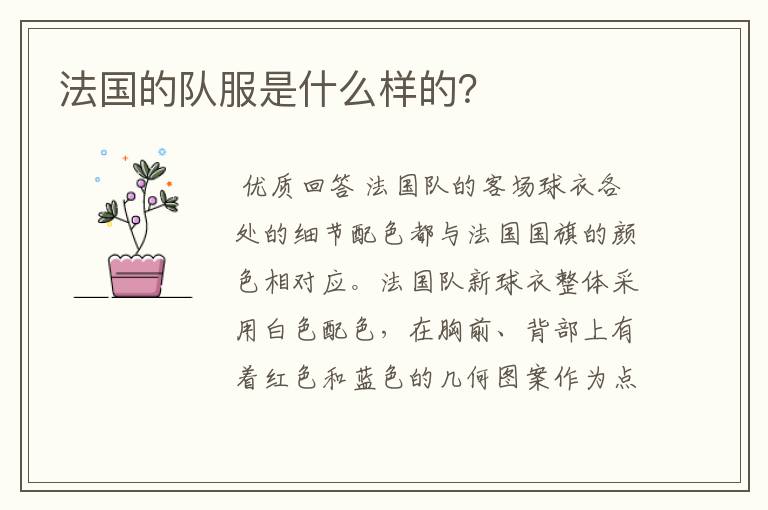 法国的队服是什么样的？