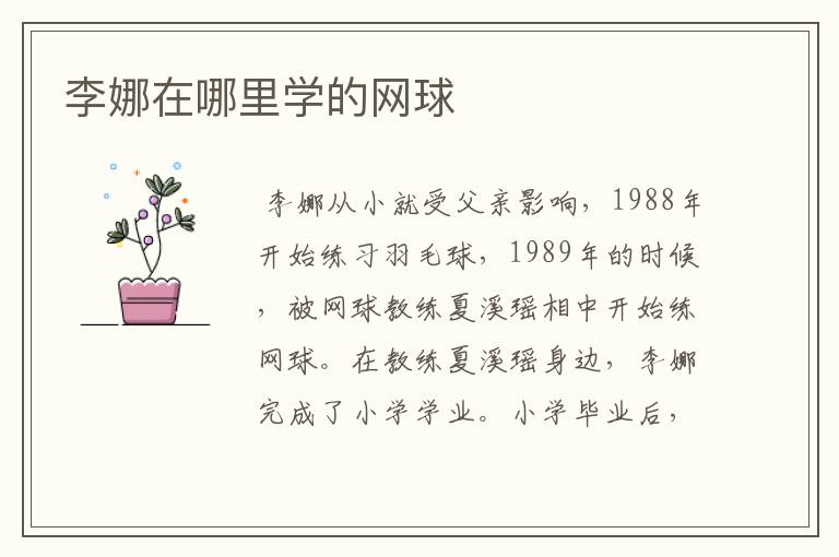 李娜在哪里学的网球