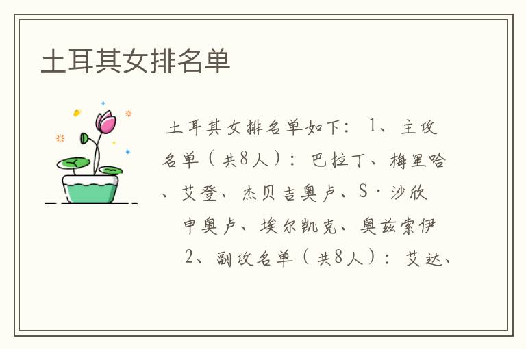 土耳其女排名单