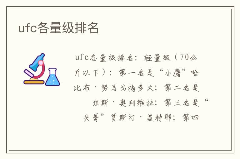 ufc各量级排名