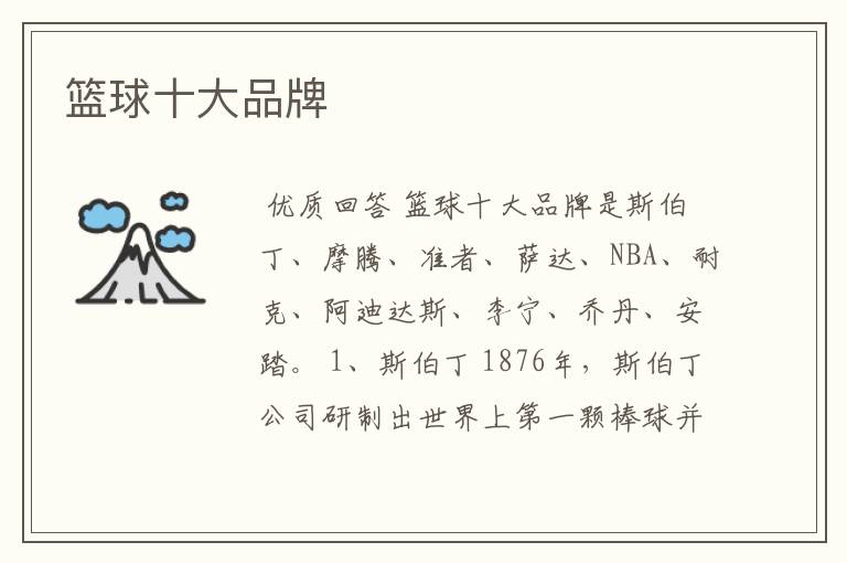 篮球十大品牌