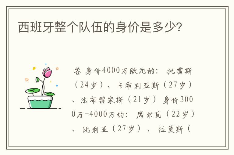 西班牙整个队伍的身价是多少?