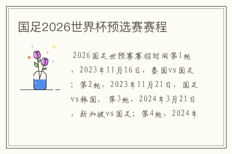 国足2026世界杯预选赛赛程