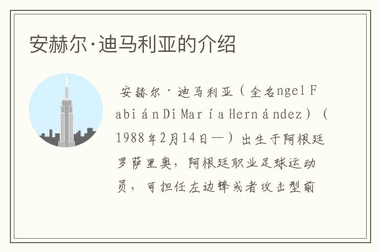 安赫尔·迪马利亚的介绍
