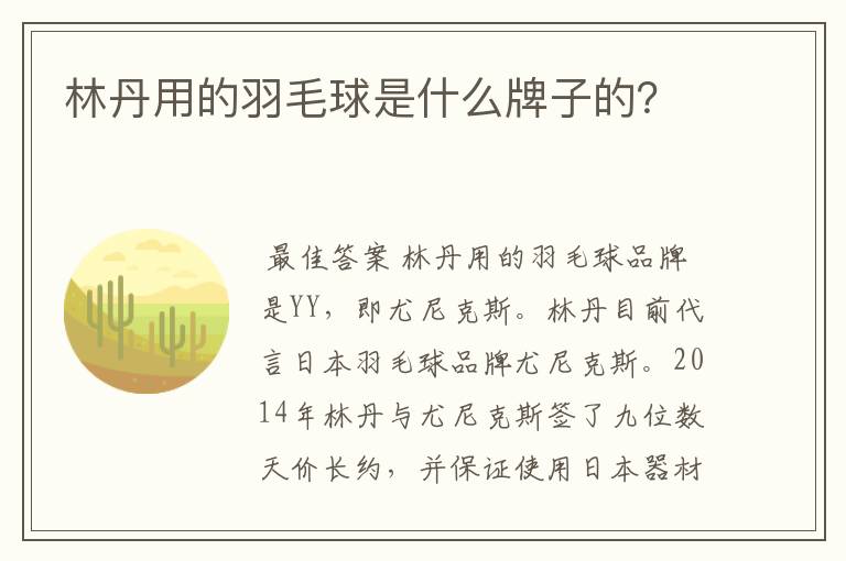 林丹用的羽毛球是什么牌子的?
