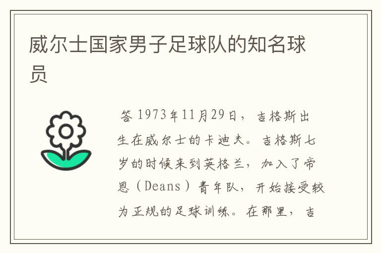 威尔士国家男子足球队的知名球员