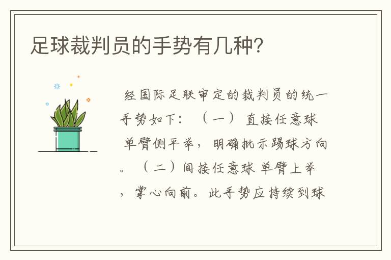 足球裁判员的手势有几种?