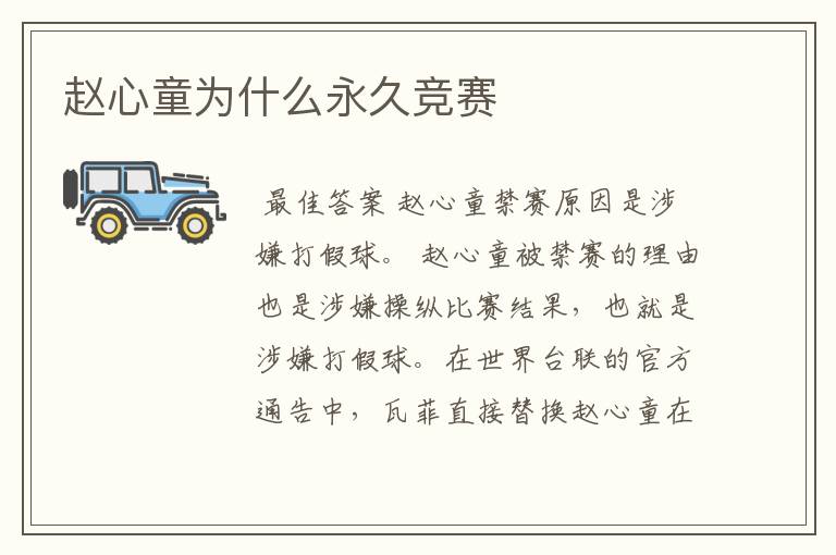 赵心童为什么永久竞赛